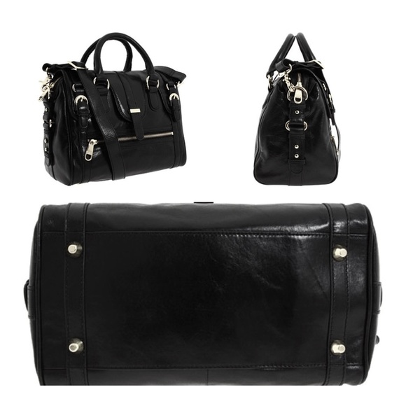 Badgley MISCHKA Cherise Black Leather Satchel